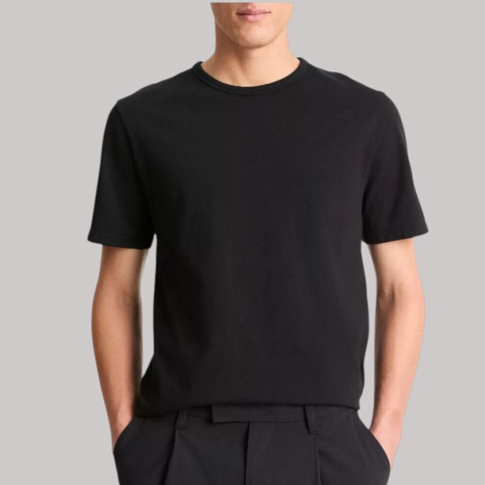 VINCE Men's Garment Dye Cotton T-Shirt Black Crew Neck Short Sleeve Tee  Size XL
